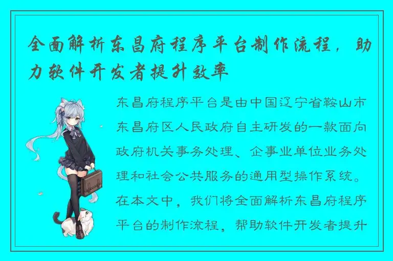 全面解析东昌府程序平台制作流程，助力软件开发者提升效率