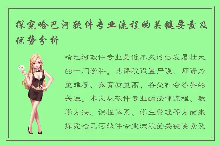 探究哈巴河软件专业流程的关键要素及优势分析
