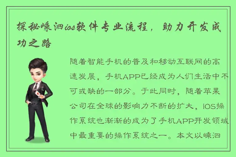 探秘嵊泗ios软件专业流程，助力开发成功之路