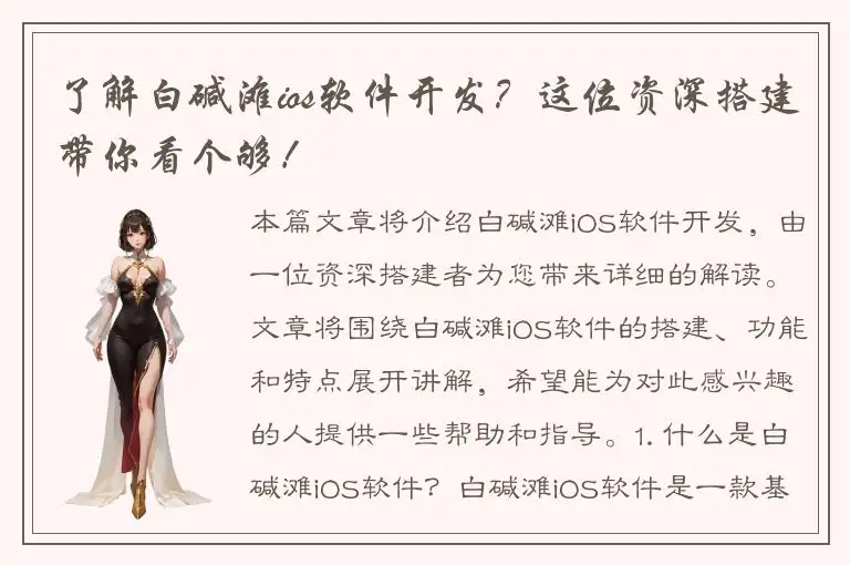 了解白碱滩ios软件开发？这位资深搭建带你看个够！