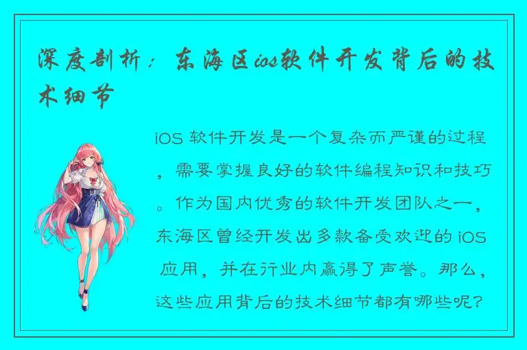 深度剖析：东海区ios软件开发背后的技术细节