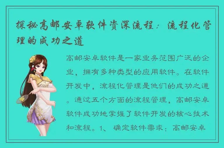 探秘高邮安卓软件资深流程：流程化管理的成功之道