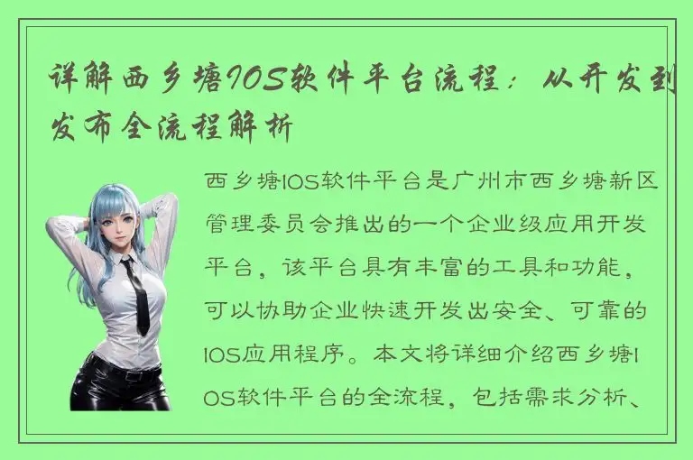 详解西乡塘IOS软件平台流程：从开发到发布全流程解析