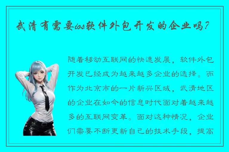 武清有需要ios软件外包开发的企业吗？