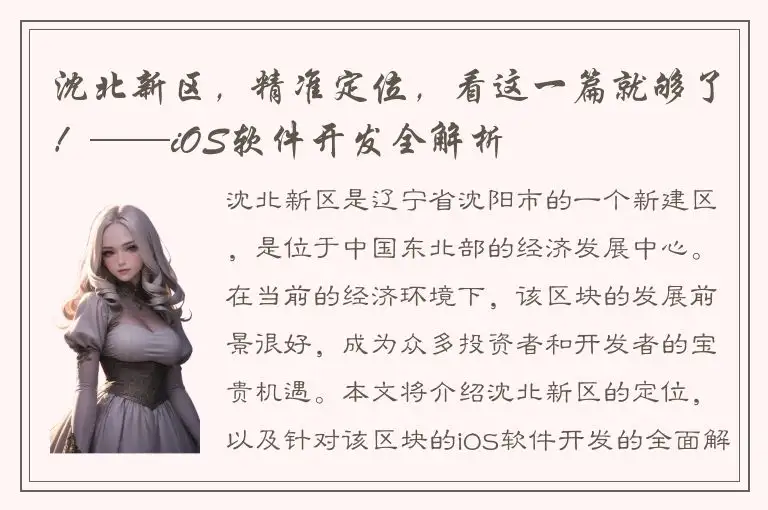 沈北新区，精准定位，看这一篇就够了！——iOS软件开发全解析