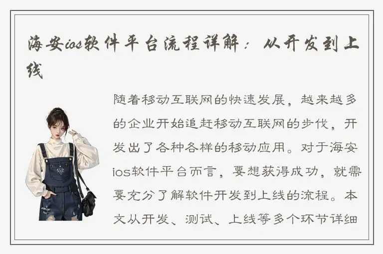 海安ios软件平台流程详解：从开发到上线