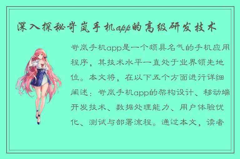深入探秘岢岚手机app的高级研发技术