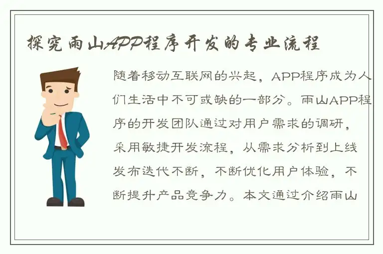 探究雨山APP程序开发的专业流程