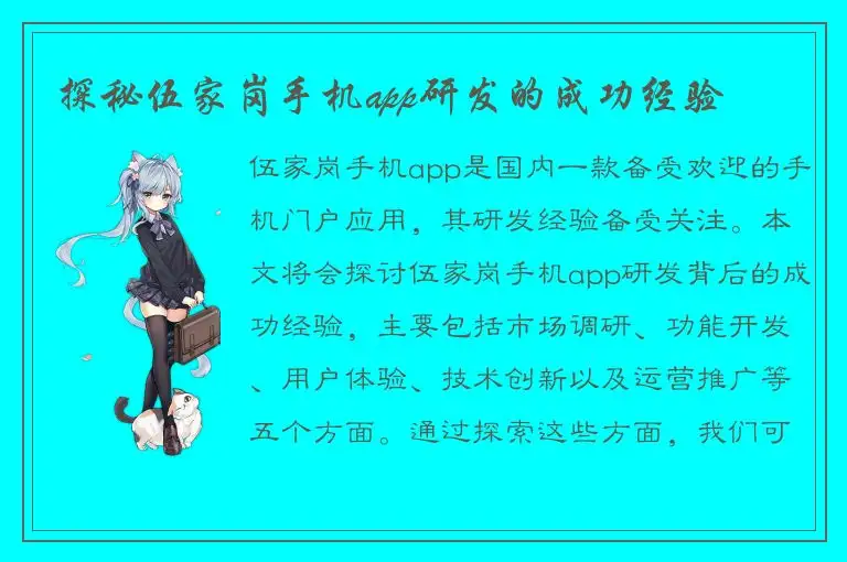 探秘伍家岗手机app研发的成功经验