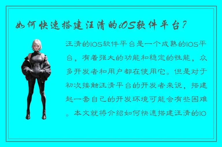 如何快速搭建汪清的iOS软件平台？