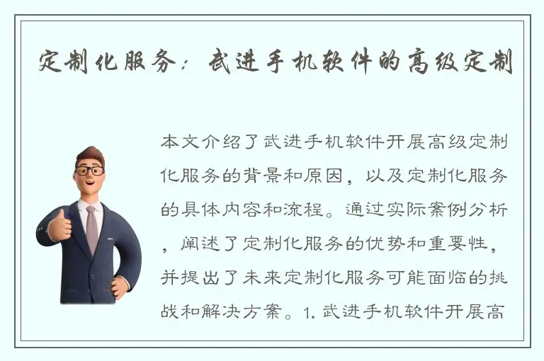 定制化服务：武进手机软件的高级定制