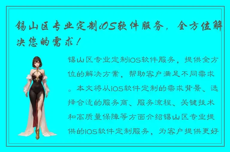 锡山区专业定制iOS软件服务，全方位解决您的需求！