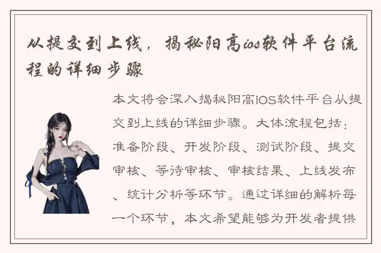 从提交到上线，揭秘阳高ios软件平台流程的详细步骤