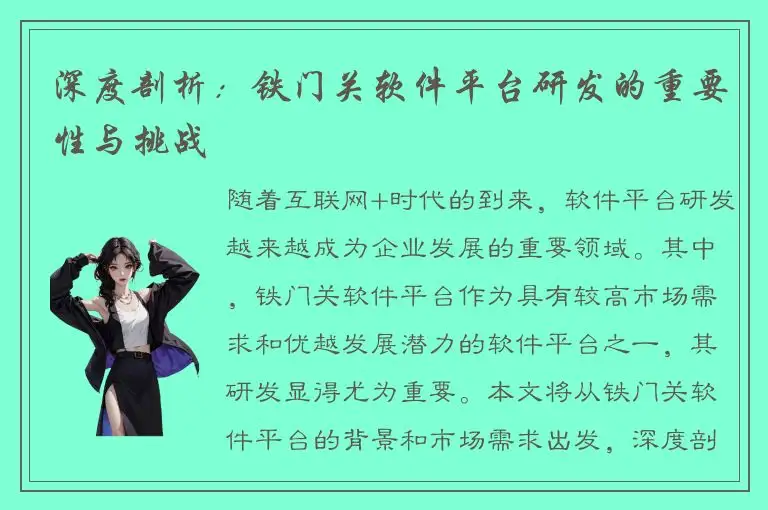 深度剖析：铁门关软件平台研发的重要性与挑战