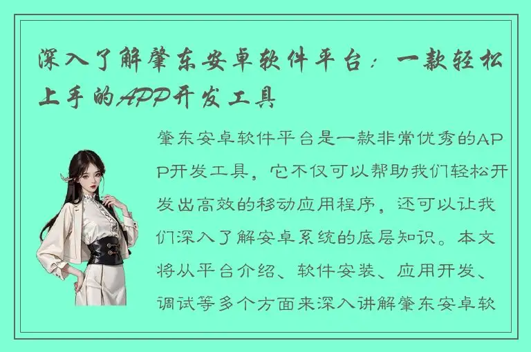 深入了解肇东安卓软件平台：一款轻松上手的APP开发工具
