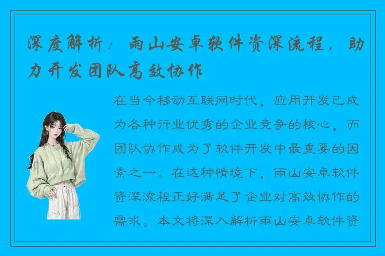 深度解析：雨山安卓软件资深流程，助力开发团队高效协作