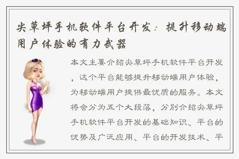 尖草坪手机软件平台开发：提升移动端用户体验的有力武器
