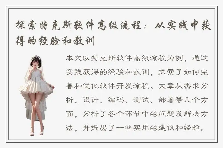 探索特克斯软件高级流程：从实践中获得的经验和教训
