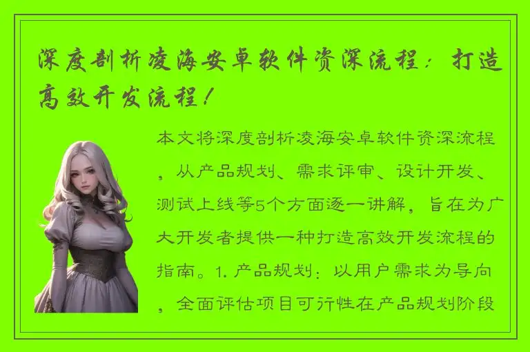 深度剖析凌海安卓软件资深流程：打造高效开发流程！