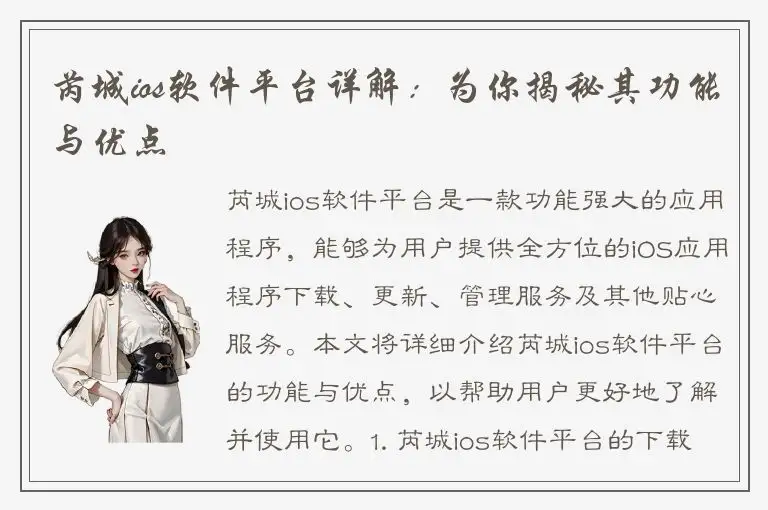 芮城ios软件平台详解：为你揭秘其功能与优点