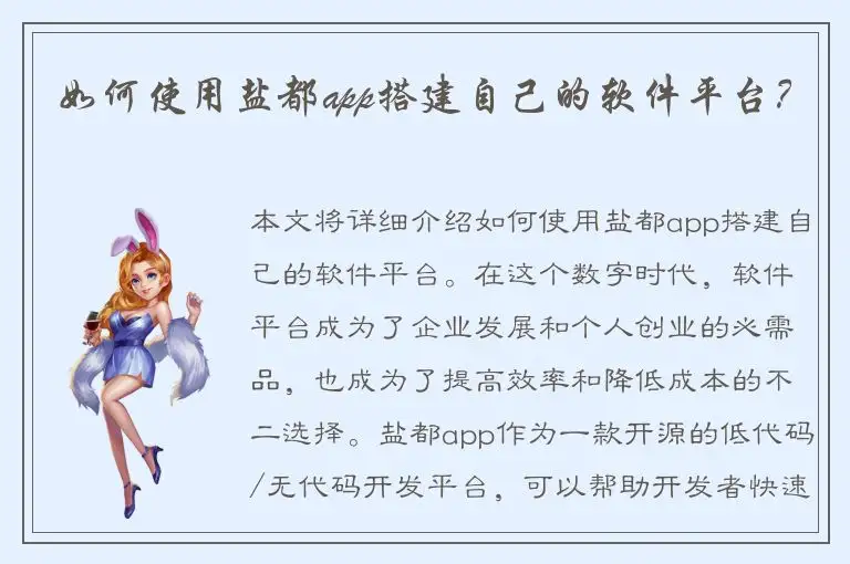 如何使用盐都app搭建自己的软件平台？