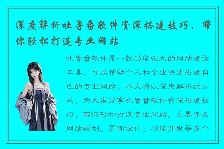 深度解析吐鲁番软件资深搭建技巧，带你轻松打造专业网站