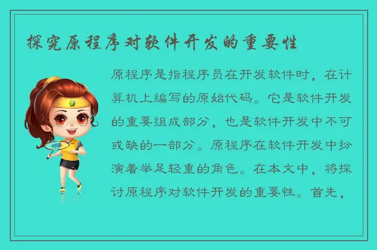 探究原程序对软件开发的重要性
