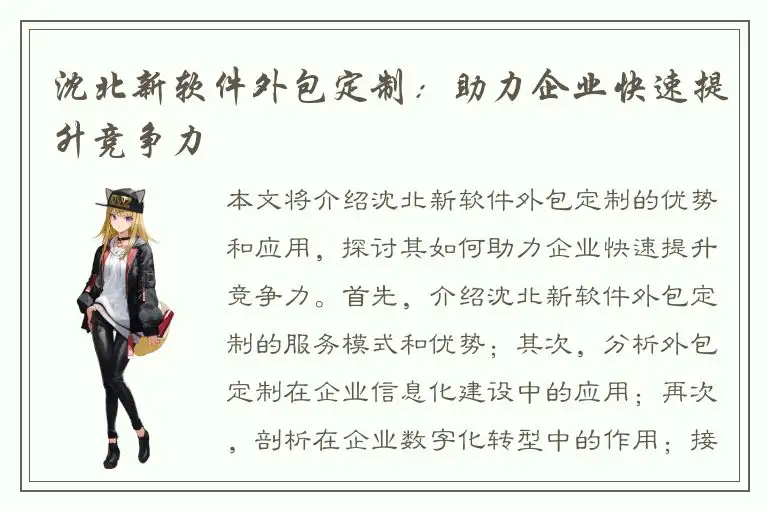 沈北新软件外包定制：助力企业快速提升竞争力