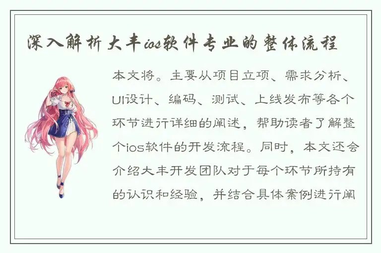深入解析大丰ios软件专业的整体流程