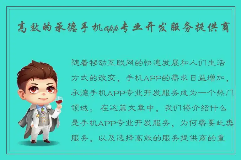 高效的承德手机app专业开发服务提供商