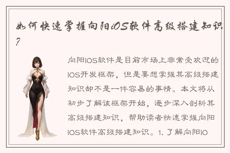 如何快速掌握向阳iOS软件高级搭建知识？