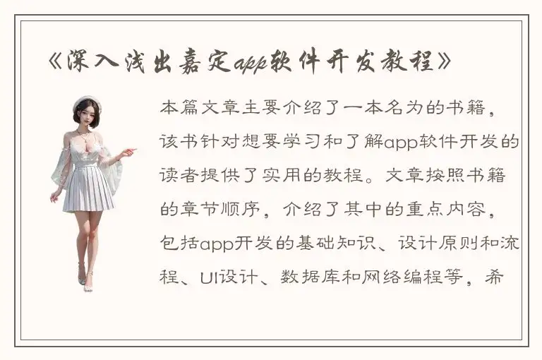 《深入浅出嘉定app软件开发教程》