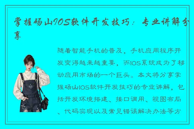 掌握砀山IOS软件开发技巧：专业讲解分享