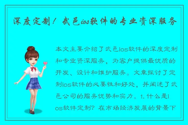 深度定制！武邑ios软件的专业资深服务
