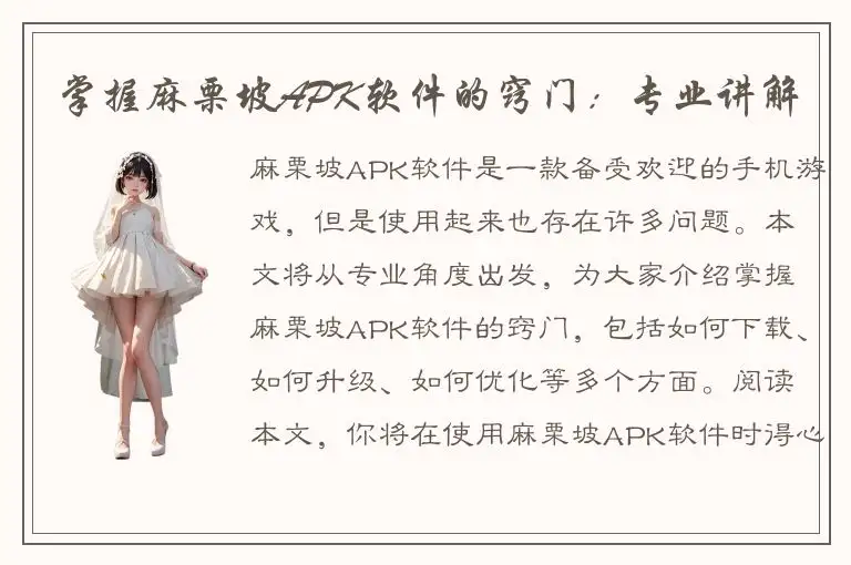 掌握麻栗坡APK软件的窍门：专业讲解
