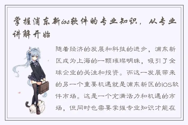 掌握浦东新ios软件的专业知识，从专业讲解开始