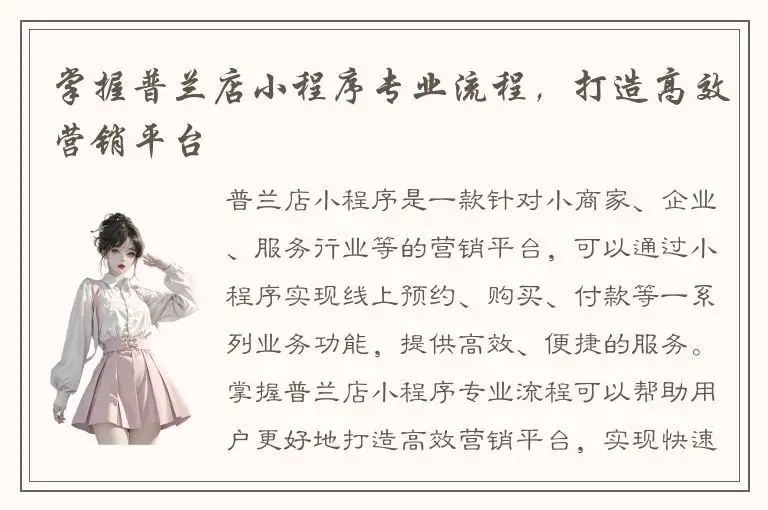 掌握普兰店小程序专业流程，打造高效营销平台