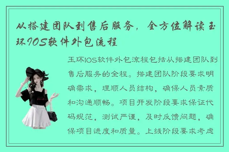 从搭建团队到售后服务，全方位解读玉环IOS软件外包流程