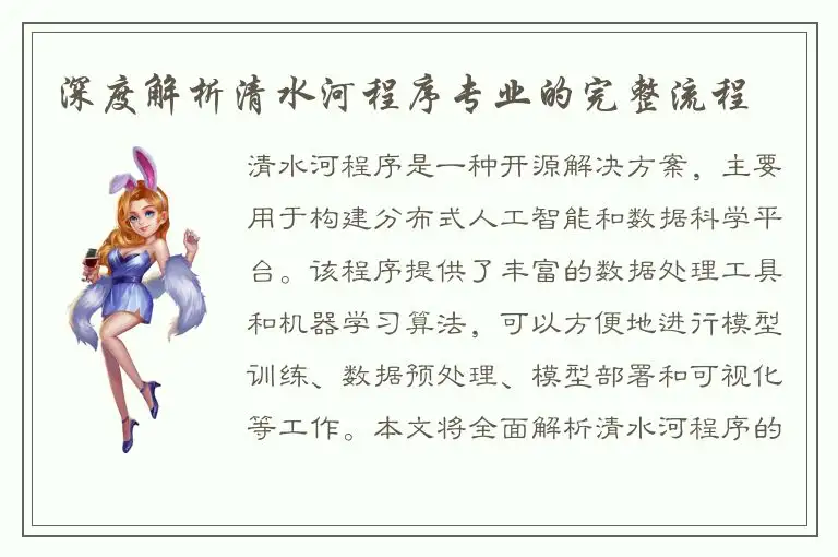 深度解析清水河程序专业的完整流程