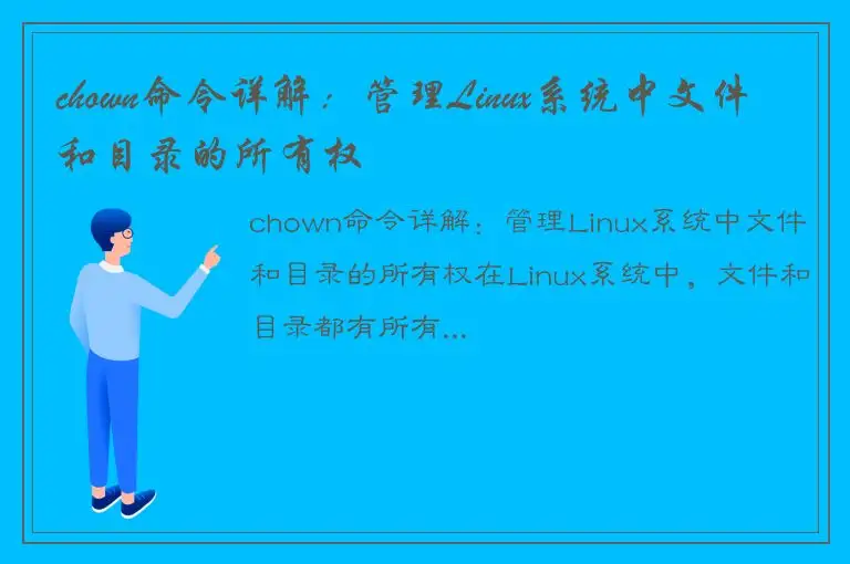 chown命令详解：管理Linux系统中文件和目录的所有权