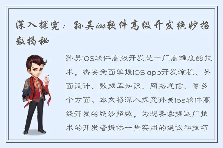 深入探究：孙吴ios软件高级开发绝妙招数揭秘
