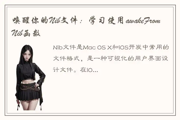 唤醒你的Nib文件：学习使用awakeFromNib函数