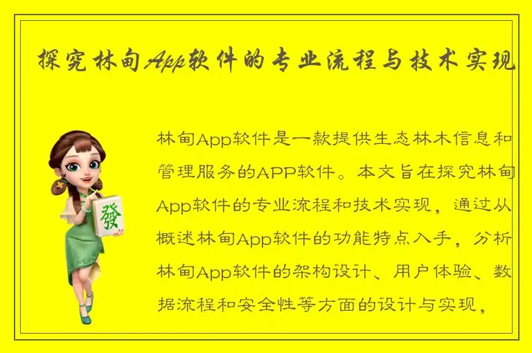 探究林甸App软件的专业流程与技术实现