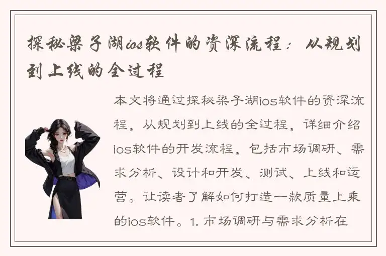 探秘梁子湖ios软件的资深流程：从规划到上线的全过程