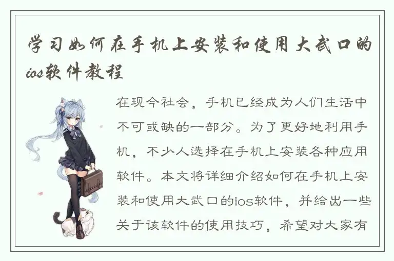 学习如何在手机上安装和使用大武口的ios软件教程