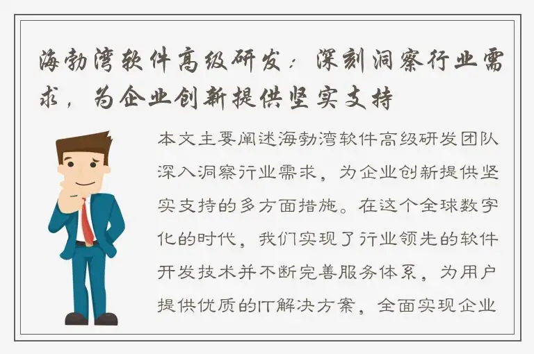 海勃湾软件高级研发：深刻洞察行业需求，为企业创新提供坚实支持