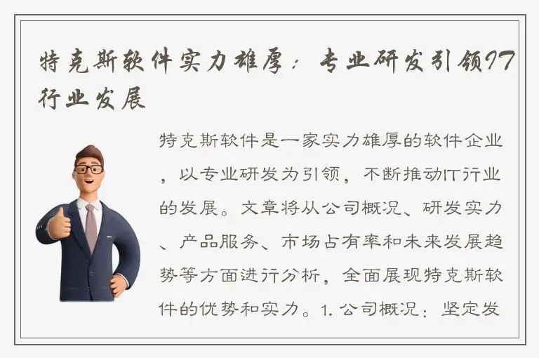 特克斯软件实力雄厚：专业研发引领IT行业发展