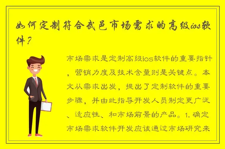 如何定制符合武邑市场需求的高级ios软件？