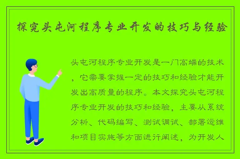 探究头屯河程序专业开发的技巧与经验
