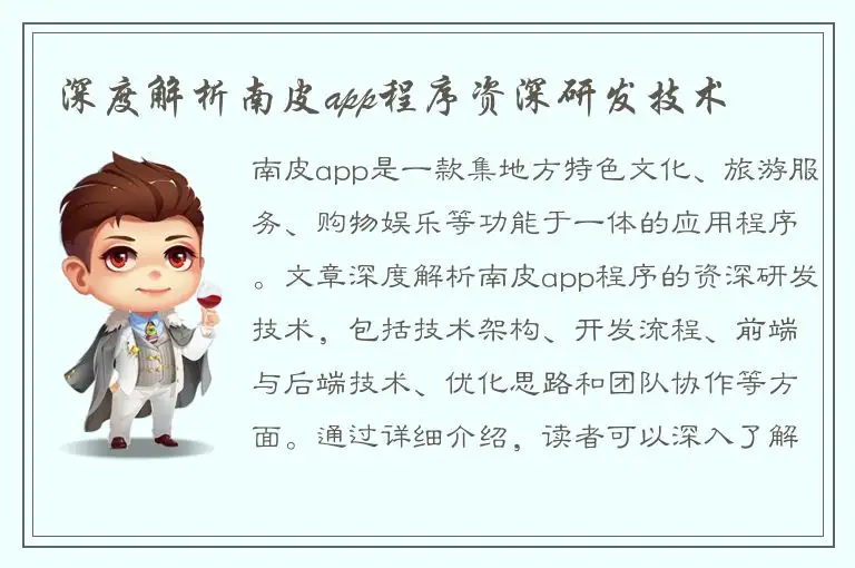 深度解析南皮app程序资深研发技术